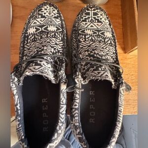 Roper Men's Black and White Tribal Loafers